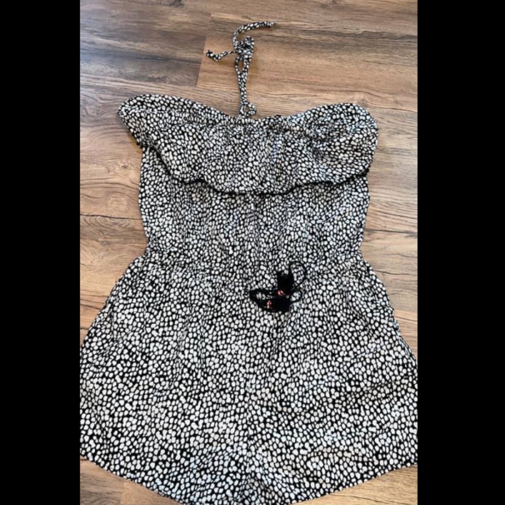 Linen-Blend Halter Romper for Women